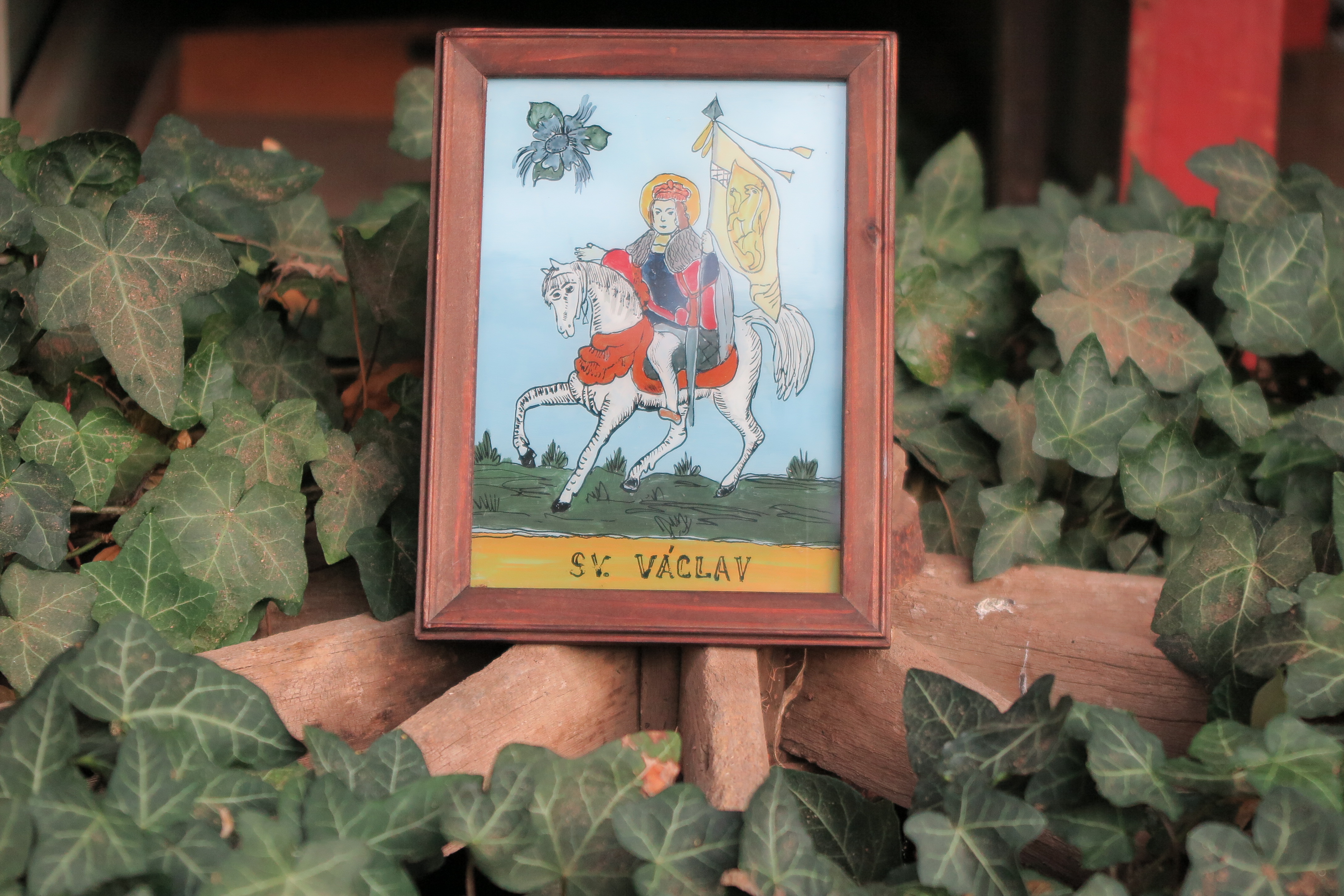 obrázek svatého Václava malovaný na skle
